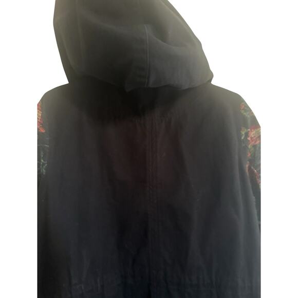 LuLaRoe Supply Size Large Hooded Jacket Canvas Floral Black Open Cardigan #5146 - Picture 10 of 14